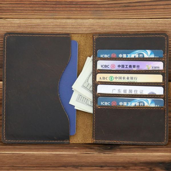 card holders genuine leather passport wallet vintage crazy horse cow cover holder travel, Brown;gray
card holders genuine leather passport wallet vintage crazy horse cow cover holder travel, Brown;gray