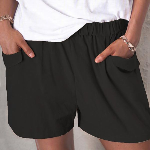 women's shorts solid color short pants with pockets summer women fashion female wide leg trousers casual elastic wasit d30, White;black
women's shorts solid color short pants with pockets summer women fashion female wide leg trousers casual elastic wasit d30, White;black