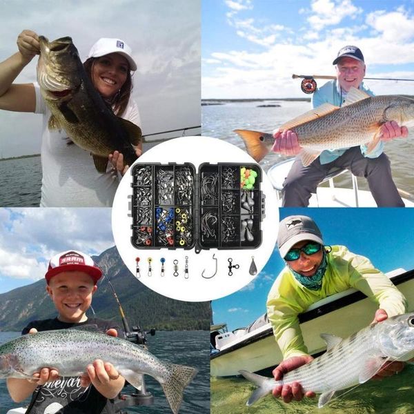 set of fishing accessories kit including jig weights hooks sinker snaps with box tackle swivels fish a6o2
set of fishing accessories kit including jig weights hooks sinker snaps with box tackle swivels fish a6o2