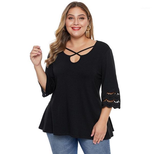 plus size cutout blouse criss cross detail at front neck while keyhole nape women's blouses & shirts, White
plus size cutout blouse criss cross detail at front neck while keyhole nape women's blouses & shirts, White
