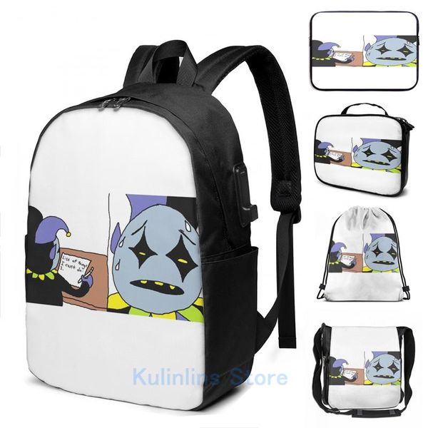 backpack funny graphic print deltarune jevil i can do anything usb charge men school bags women bag travel laptop
backpack funny graphic print deltarune jevil i can do anything usb charge men school bags women bag travel laptop