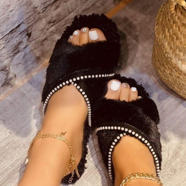 fashion slippers warm plush women's open toe comfort shoes women indoor casual flat shoe female footwear 2021 large 43, Black
fashion slippers warm plush women's open toe comfort shoes women indoor casual flat shoe female footwear 2021 large 43, Black