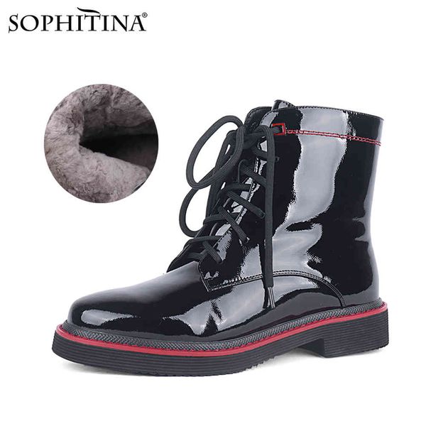 sophitina women's fashion ankle boots warm plush winter classic round toe lace up antislip motorcycle boot with side zipper c786 210513, Black
sophitina women's fashion ankle boots warm plush winter classic round toe lace up antislip motorcycle boot with side zipper c786 210513, Black