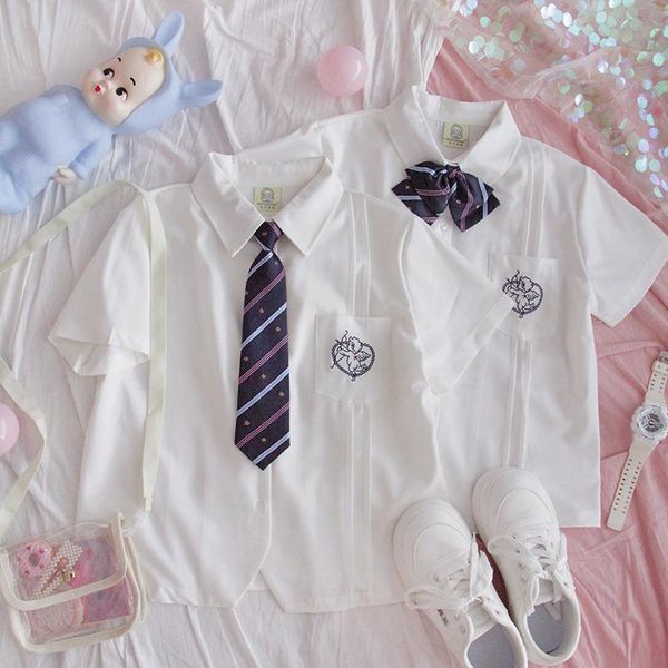 women's blouses & shirts women short-sleeve solid color blouse girls summer loose student japanese bow tie jk uniform soft sister girlf, White
women's blouses & shirts women short-sleeve solid color blouse girls summer loose student japanese bow tie jk uniform soft sister girlf, White