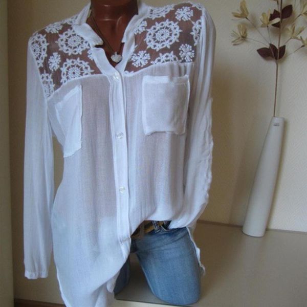 women's blouses & shirts s-5xl plus size women long sleeve lace patchwork button up shirt casual blue white woman stand collar lapel p
women's blouses & shirts s-5xl plus size women long sleeve lace patchwork button up shirt casual blue white woman stand collar lapel p