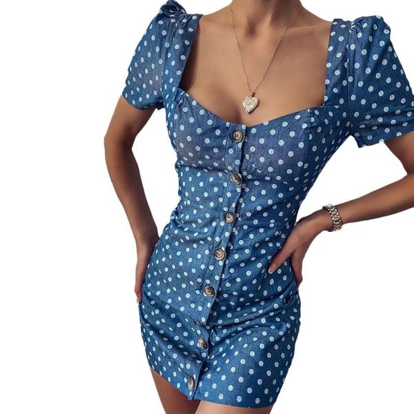casual dresses sale summer puff sleeve polka dot mini dress square collar short button slim fit denim blue vestido, Black;gray
casual dresses sale summer puff sleeve polka dot mini dress square collar short button slim fit denim blue vestido, Black;gray