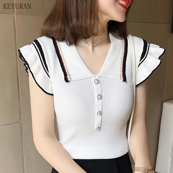 women's t-shirt summer 2021 thin knitted kawaii clothes woman tshirts slim short sleeve t shirts women tee shirt femme, White
women's t-shirt summer 2021 thin knitted kawaii clothes woman tshirts slim short sleeve t shirts women tee shirt femme, White