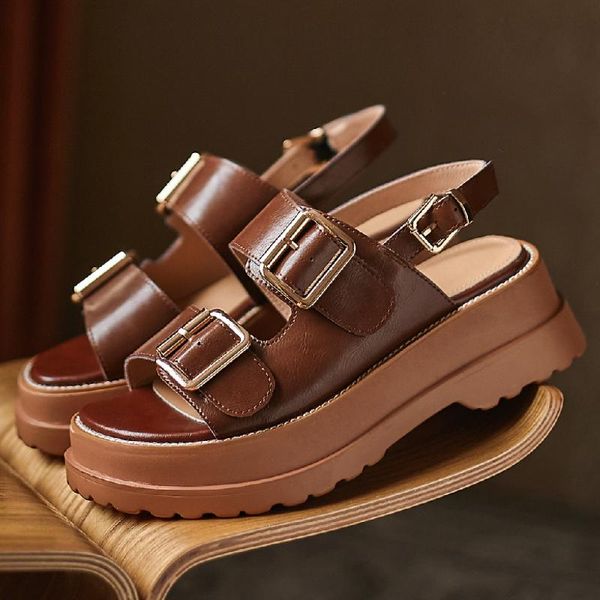 sandals women's genuine leather thick sole platform flats double metal buckle open toe summer casual punk female footwear shoes, Black
sandals women's genuine leather thick sole platform flats double metal buckle open toe summer casual punk female footwear shoes, Black