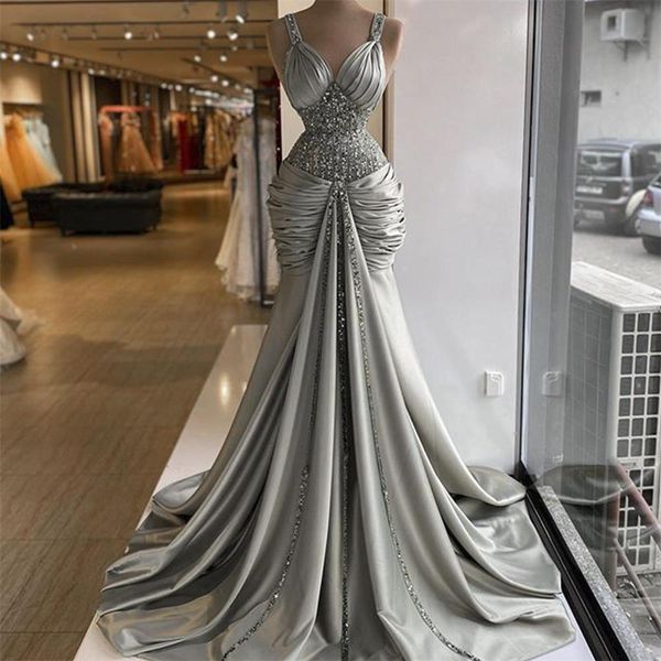 2021 silver sparkly mermaid evening dresses arabic aso ebi spaghetti straps pleats sequins beaded occasion prom dress vestidos, Black;red
2021 silver sparkly mermaid evening dresses arabic aso ebi spaghetti straps pleats sequins beaded occasion prom dress vestidos, Black;red