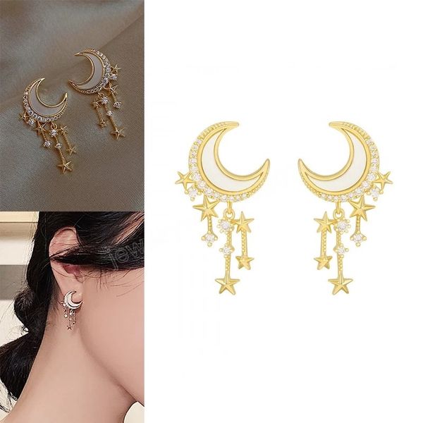 fashion temperament star moon earrings women's dangle earrings trend elegant exquisite earring wedding jewelry, Silver
fashion temperament star moon earrings women's dangle earrings trend elegant exquisite earring wedding jewelry, Silver