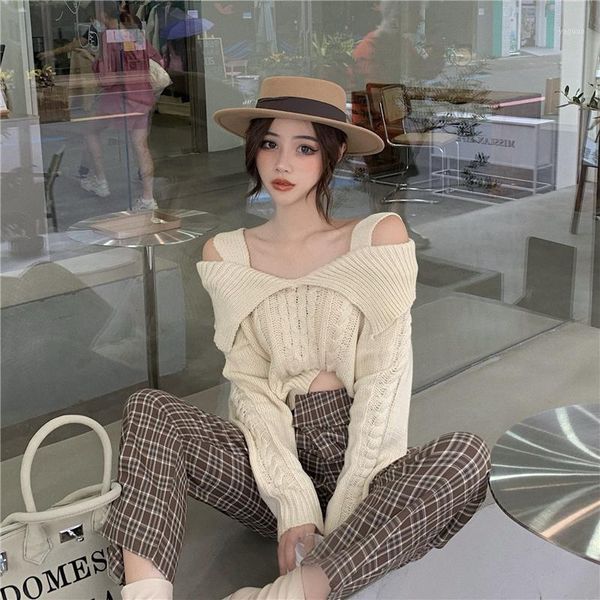 off the shoulder for women korean fashion knitted long sleeve sweaters slash neck loose crop autumn winter hipster, White;black
off the shoulder for women korean fashion knitted long sleeve sweaters slash neck loose crop autumn winter hipster, White;black