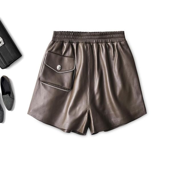 women's shorts shuchan short pants women genuine leather sheep pockets high waist streetwear solid winter black, White;black
women's shorts shuchan short pants women genuine leather sheep pockets high waist streetwear solid winter black, White;black