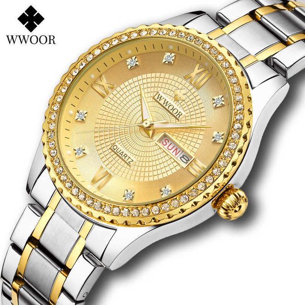 wwoor luxury diamond men watches stainless steel gold quartz wristwatch man waterproof automatic week date relogio masculino 210527, Slivery;brown 
wwoor luxury diamond men watches stainless steel gold quartz wristwatch man waterproof automatic week date relogio masculino 210527, Slivery;brown