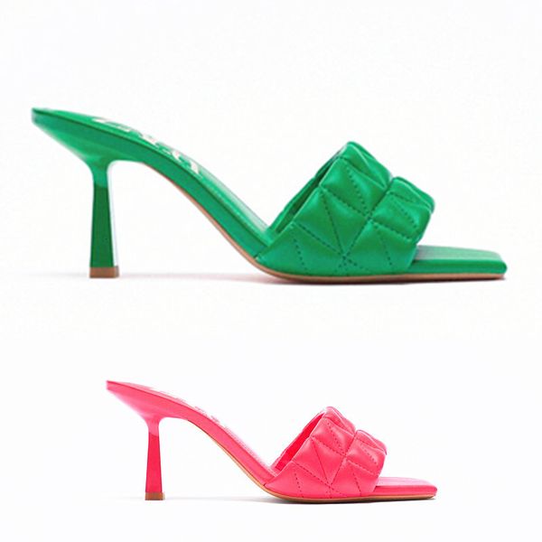 slippers new summer green women's heeled square toe sandals with wide padded strap across the front stiletto heel slides kt4u, Black
slippers new summer green women's heeled square toe sandals with wide padded strap across the front stiletto heel slides kt4u, Black