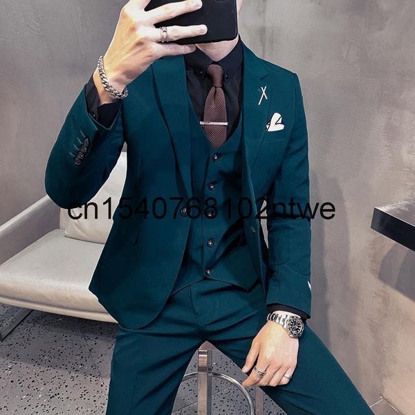 men's suit business leisure dark green korean slim three piece bridegroom dress suits & blazers, White;black
men's suit business leisure dark green korean slim three piece bridegroom dress suits & blazers, White;black