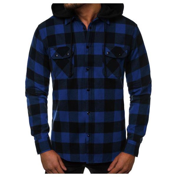 men's casual shirts plaid print shirt long sleeve single breasted double pocket fashion removable hooded blouse male outwear, White;black
men's casual shirts plaid print shirt long sleeve single breasted double pocket fashion removable hooded blouse male outwear, White;black
