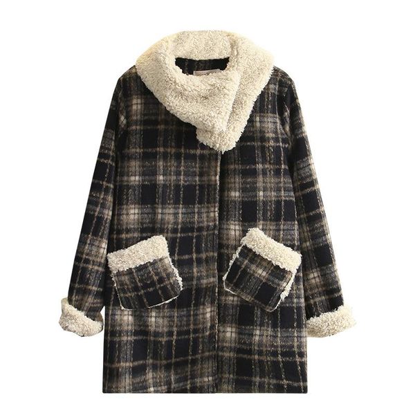 women's wool & blends winter woolen coat women oversize quilted jacket thick warm fleece neckline plaid outerwear fashion loose clothes, Black
women's wool & blends winter woolen coat women oversize quilted jacket thick warm fleece neckline plaid outerwear fashion loose clothes, Black