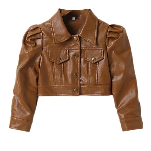jackets kids pu leather girls solid color turn-down collar long sleeve coat crop for spring fall 2-7 years, Blue;gray
jackets kids pu leather girls solid color turn-down collar long sleeve coat crop for spring fall 2-7 years, Blue;gray