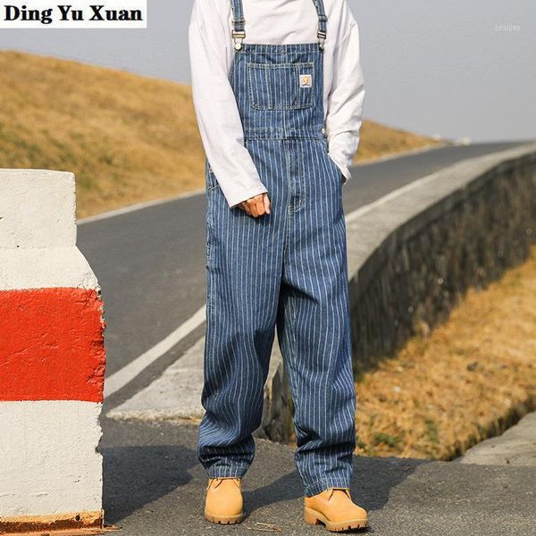 men's jeans blue stripe men punk overalls jean male straight long denim rompers pocket loose fit suspender trousers man
men's jeans blue stripe men punk overalls jean male straight long denim rompers pocket loose fit suspender trousers man