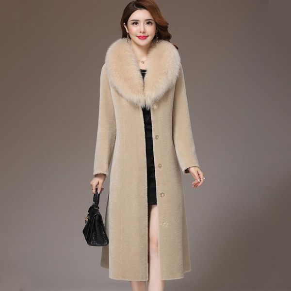 women's fur & faux sheep shearling real coat winter jacket women collar wool long jackets plus size manteau femme my, Black
women's fur & faux sheep shearling real coat winter jacket women collar wool long jackets plus size manteau femme my, Black