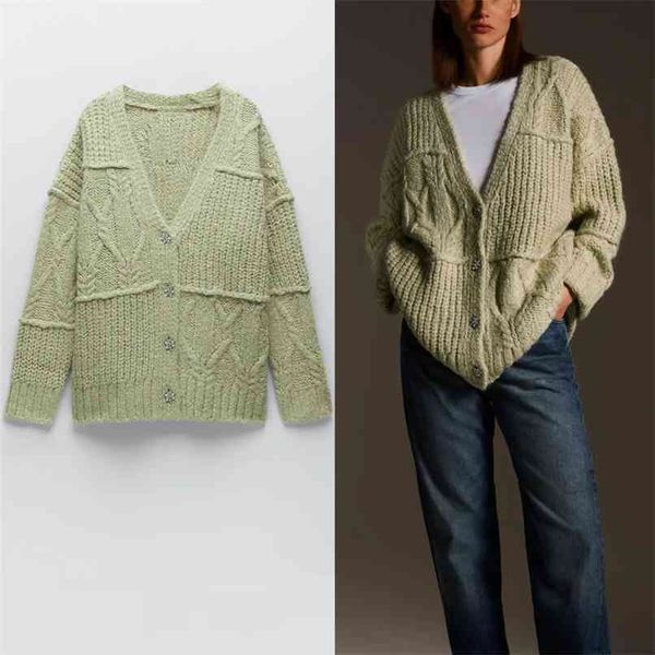 patchwork knit cardigan women v neck long sleeve jewel button sweater knitted woman fashion winter green sweaters 210524, White
patchwork knit cardigan women v neck long sleeve jewel button sweater knitted woman fashion winter green sweaters 210524, White