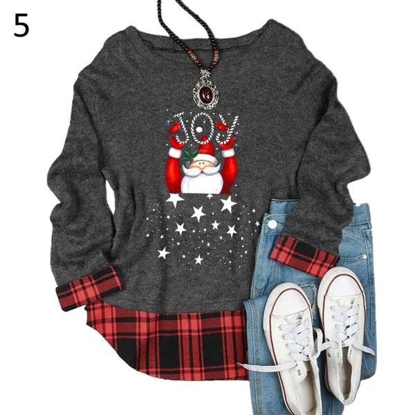 women shirt long sleeve santa gnome print blouse plaid patchwork christmas women's clothing blouses & shirts, White
women shirt long sleeve santa gnome print blouse plaid patchwork christmas women's clothing blouses & shirts, White