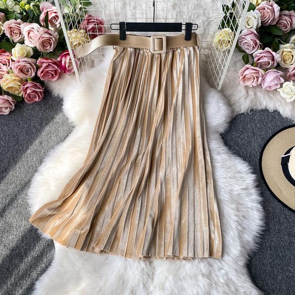 long skirt big hem pleated skirts vintage elastic waist pleuche women winter fashion slim a- line mid-length sashes velour, Black
long skirt big hem pleated skirts vintage elastic waist pleuche women winter fashion slim a- line mid-length sashes velour, Black