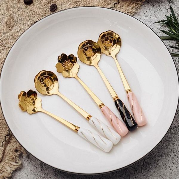 spoons coffee mixing spoon steel with ceramic handle flower shape dessert kitchen tableware teaspoons
spoons coffee mixing spoon steel with ceramic handle flower shape dessert kitchen tableware teaspoons