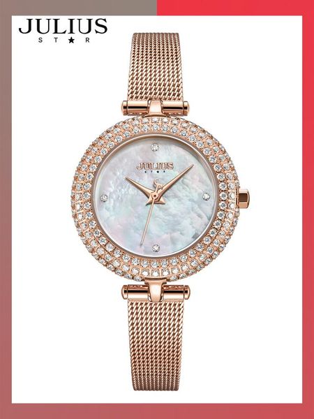 Wristwatches Julius Women's Watch Sapphire Luxury Cubic Zircon Hours Shell Stainless Steel Bracelet Japan Quartz Girl's Birthday Gift Box, Silver
Wristwatches Julius Women's Watch Sapphire Luxury Cubic Zircon Hours Shell Stainless Steel Bracelet Japan Quartz Girl's Birthday Gift Box, Silver