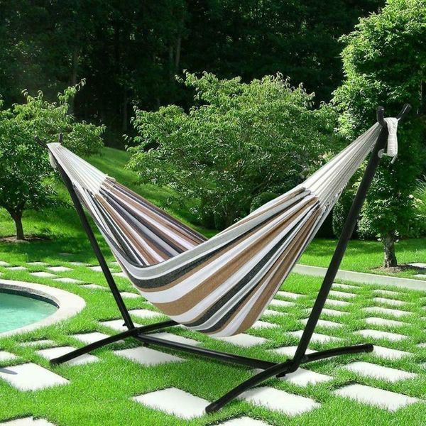 camp furniture 150*200cm portable hammock outdoor garden sports home travel camping swing canvas stripe hang bed 150-300kg
camp furniture 150*200cm portable hammock outdoor garden sports home travel camping swing canvas stripe hang bed 150-300kg