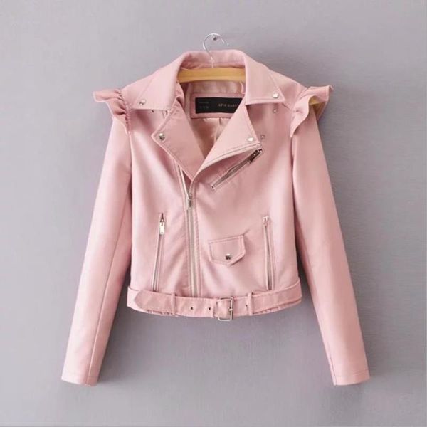 women's leather & faux wooden ear streetwear style pu jacked 2021 spring zipper short leathe jacket coat motor biker 3colors gx203, Black
women's leather & faux wooden ear streetwear style pu jacked 2021 spring zipper short leathe jacket coat motor biker 3colors gx203, Black