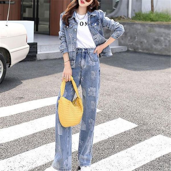 women's two piece pants cowboy spring autumn fashion suit female lapel single-breasted blouse + elastic waist denim trousers casual two, White
women's two piece pants cowboy spring autumn fashion suit female lapel single-breasted blouse + elastic waist denim trousers casual two, White