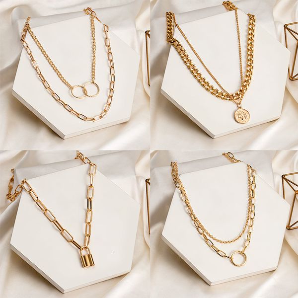 necklaces pendants vintage golden chains on the neck choker for women fashion punk metal multi-layer female jewelry 2021 trend, Silver
necklaces pendants vintage golden chains on the neck choker for women fashion punk metal multi-layer female jewelry 2021 trend, Silver