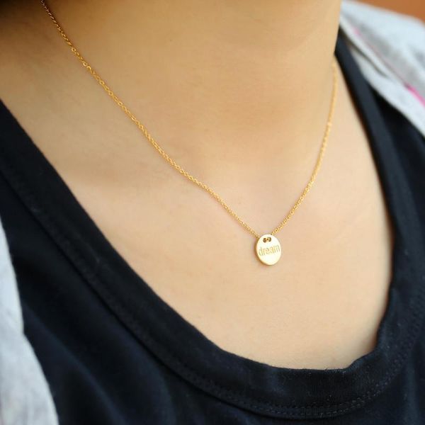 pendant necklaces engraved letters dream necklace gold sliver chain stainless steel round nameplate words, Silver
pendant necklaces engraved letters dream necklace gold sliver chain stainless steel round nameplate words, Silver