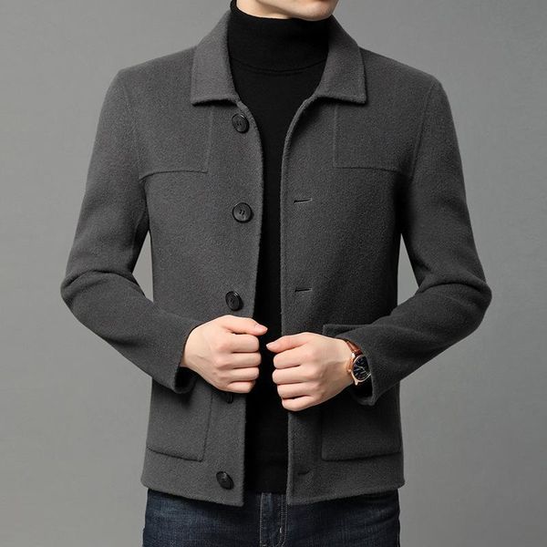 men's wool & blends winter woolen coat short pure single breasted double face nii leisure lapel warm fashion d4ax, Black
men's wool & blends winter woolen coat short pure single breasted double face nii leisure lapel warm fashion d4ax, Black