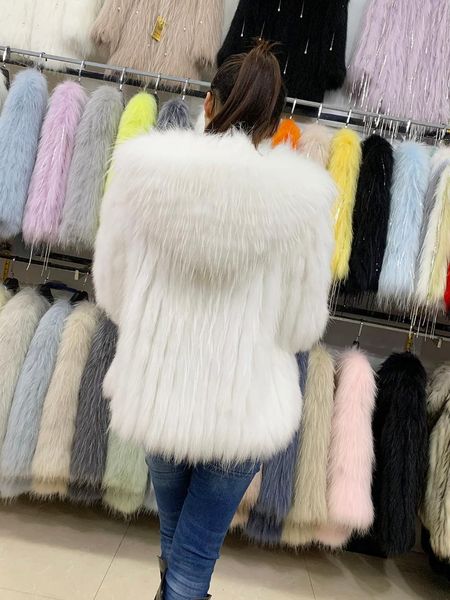 women's fur & faux raccoon woven jacket ladies winter warm animal long-sleeved autumn real, Black
women's fur & faux raccoon woven jacket ladies winter warm animal long-sleeved autumn real, Black