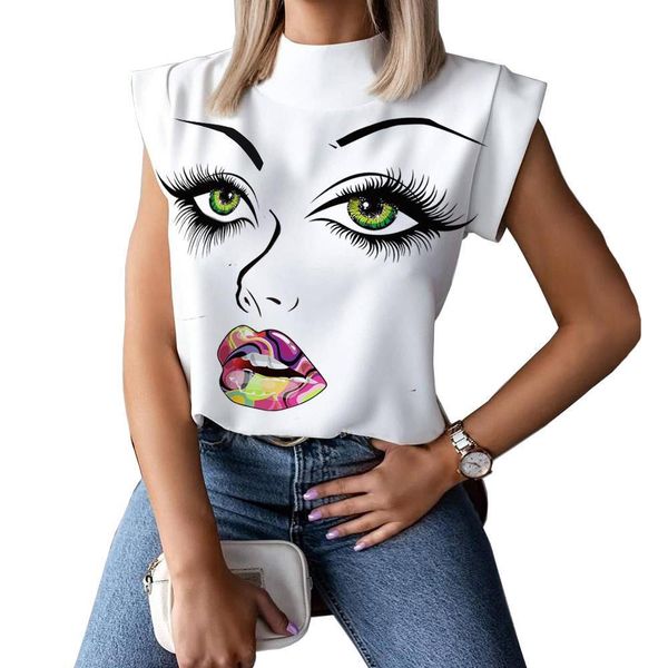 explosion womens shirt models summer simple stand up collar lips print ladies regular women, White
explosion womens shirt models summer simple stand up collar lips print ladies regular women, White