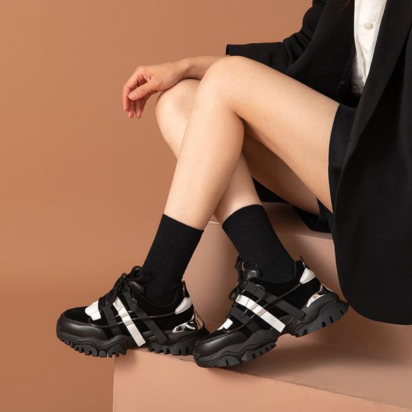 dress shoes chunky sneakers women cow leather lace-up platform mixed colors ladies casual shoes handmade 29394, Black
dress shoes chunky sneakers women cow leather lace-up platform mixed colors ladies casual shoes handmade 29394, Black