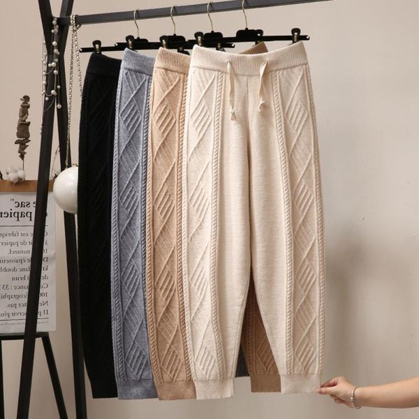 women's pants & capris women knitted harem ankle-length casual loose drawstring thick high elastic waist winter warm 2021 trousers, Black;white
women's pants & capris women knitted harem ankle-length casual loose drawstring thick high elastic waist winter warm 2021 trousers, Black;white