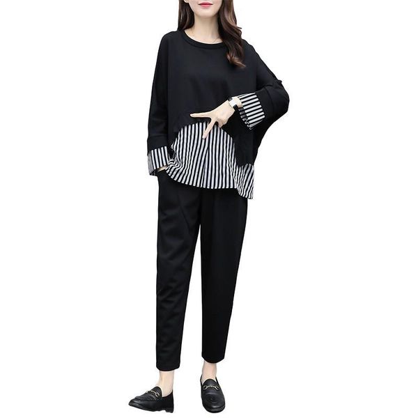 women's two piece pants oversized femme 2 autumn loose striped patchwork batwing sleeve & haren plus size twinset 5xl 4xl clothes, White
women's two piece pants oversized femme 2 autumn loose striped patchwork batwing sleeve & haren plus size twinset 5xl 4xl clothes, White