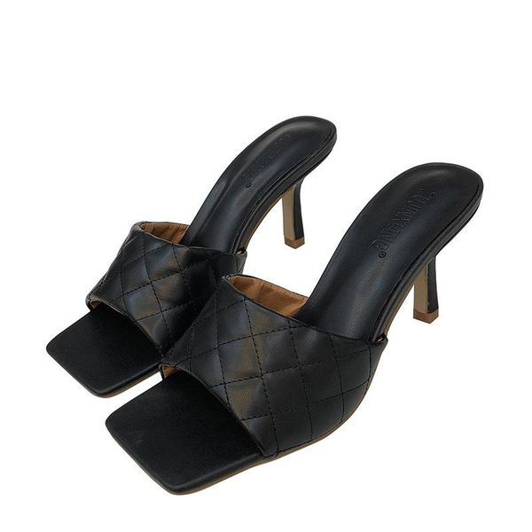 brand design square toe thin high heel slippers women woven sandals fashion slip on slides summer beach shoes mules, Black
brand design square toe thin high heel slippers women woven sandals fashion slip on slides summer beach shoes mules, Black