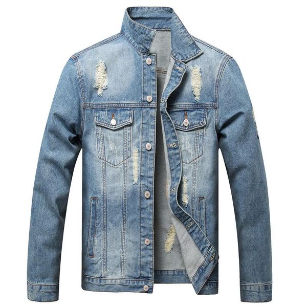 main push hole casual denim jacket men's slim fit no blue lapel jackets, Black;brown
main push hole casual denim jacket men's slim fit no blue lapel jackets, Black;brown