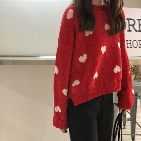 women's sweaters 2021 korean style loose women sweater autumn winter pullover ladies wild love pattern knitted oversize, White;black
women's sweaters 2021 korean style loose women sweater autumn winter pullover ladies wild love pattern knitted oversize, White;black