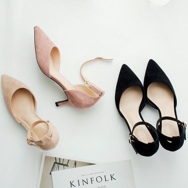 dress shoes woman 6cm thin high heels pointed toe ankle strap elegant solid flock wedding pumps women's plus size, Black
dress shoes woman 6cm thin high heels pointed toe ankle strap elegant solid flock wedding pumps women's plus size, Black