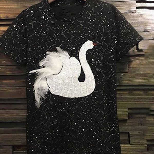 casual short sleeves swan women cami shirts sequins basic tee plus size xl arrival, White
casual short sleeves swan women cami shirts sequins basic tee plus size xl arrival, White