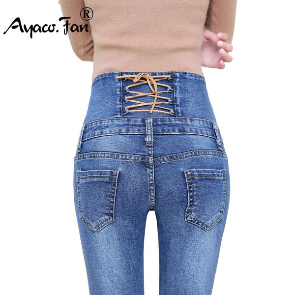 autumn spring jeans womens high waist elastic skinny denim long pencil pants back cross woman jeans camisa feminina trousers, Blue
autumn spring jeans womens high waist elastic skinny denim long pencil pants back cross woman jeans camisa feminina trousers, Blue
