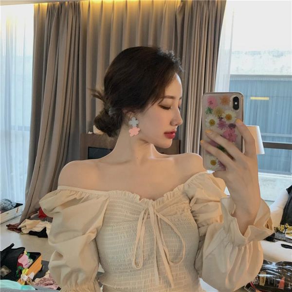 designed off shoulder chiffon shirt female 2021 autumn style long sleeve blouse gd814 women's blouses & shirts, White
designed off shoulder chiffon shirt female 2021 autumn style long sleeve blouse gd814 women's blouses & shirts, White