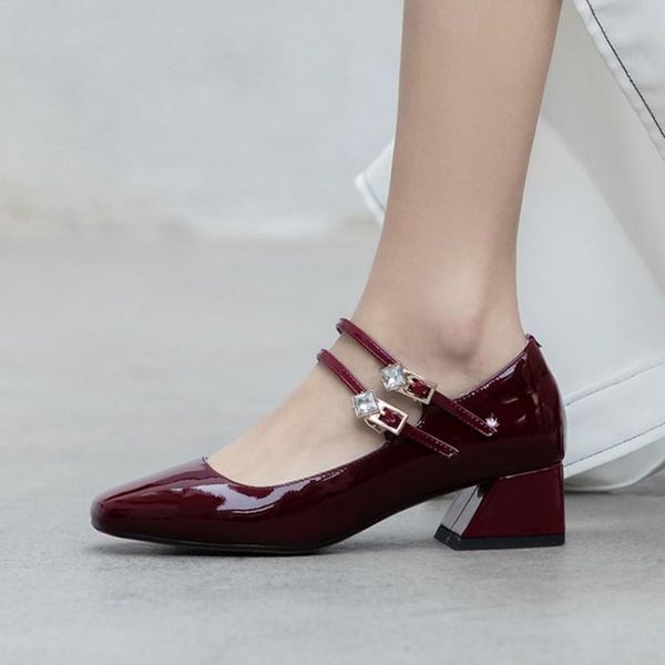 dress shoes rhinestone mary janes women high heels square toe patent leather woman spring thick heel ladies, Black
dress shoes rhinestone mary janes women high heels square toe patent leather woman spring thick heel ladies, Black
