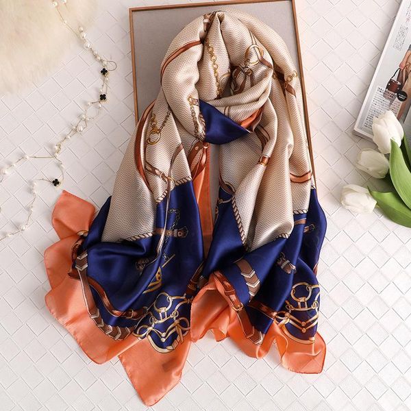 scarves women silk scarf chain printed shawl fashion summer wrap designer female beach stoles bandana, Blue;gray
scarves women silk scarf chain printed shawl fashion summer wrap designer female beach stoles bandana, Blue;gray