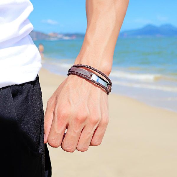 bangle stainless steel jewelry men's leather bracelet wild multi-layer woven tide can be lettering, Black
bangle stainless steel jewelry men's leather bracelet wild multi-layer woven tide can be lettering, Black